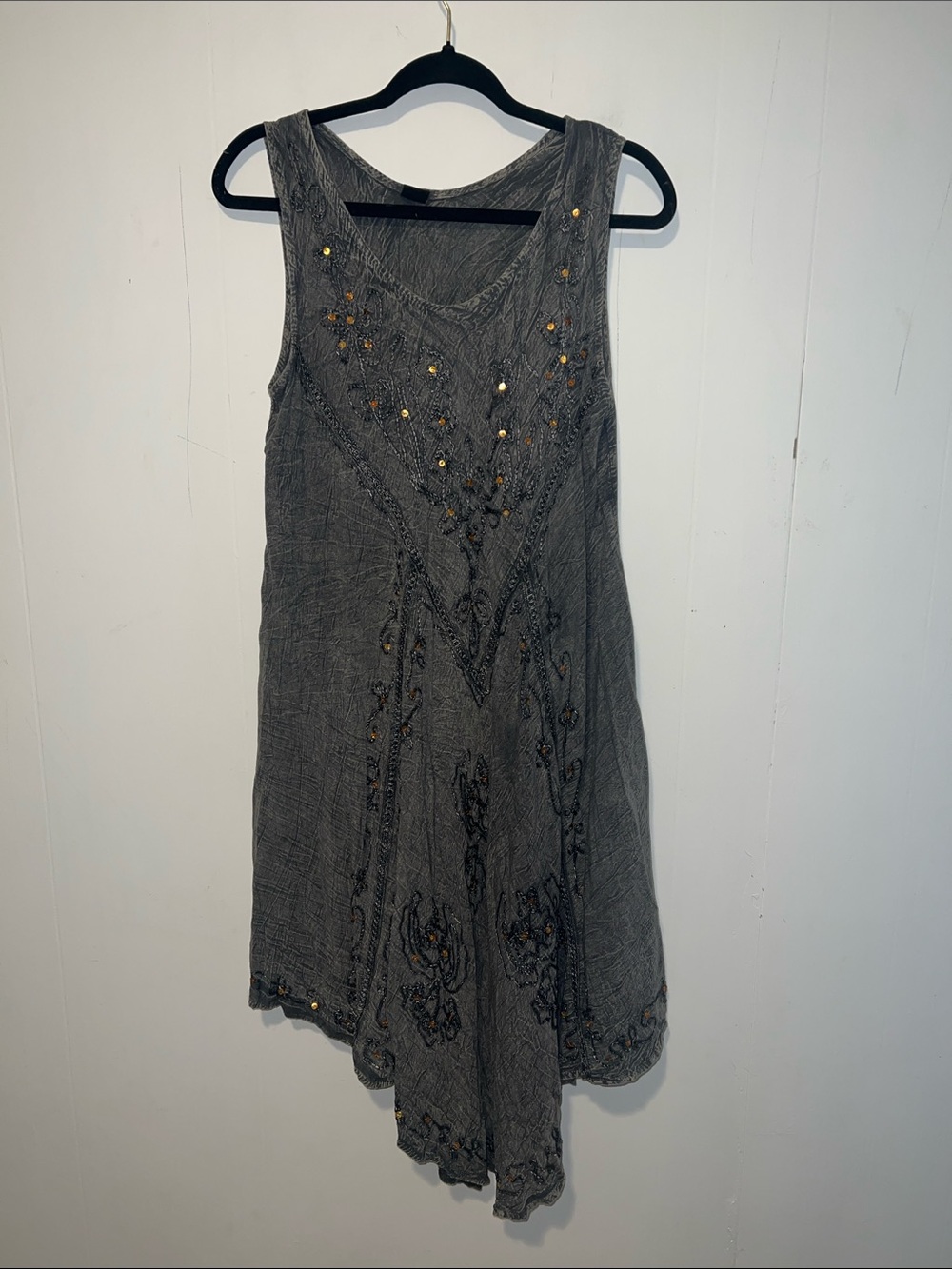 Sleeveless Embellished Gray A-Line Sundress Size M 0914261